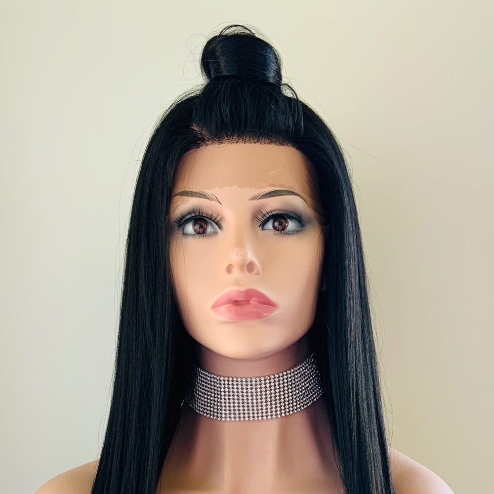Long Black Versatile 13x4  Premium FiberLace Front for Daily Wear/Stage/Events 🖤